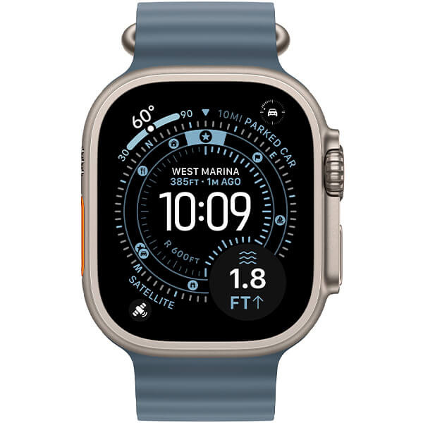 Apple Watch Ultra 3 Natural Titanium Case with Anchor Blue Ocean Band (MEWH4)