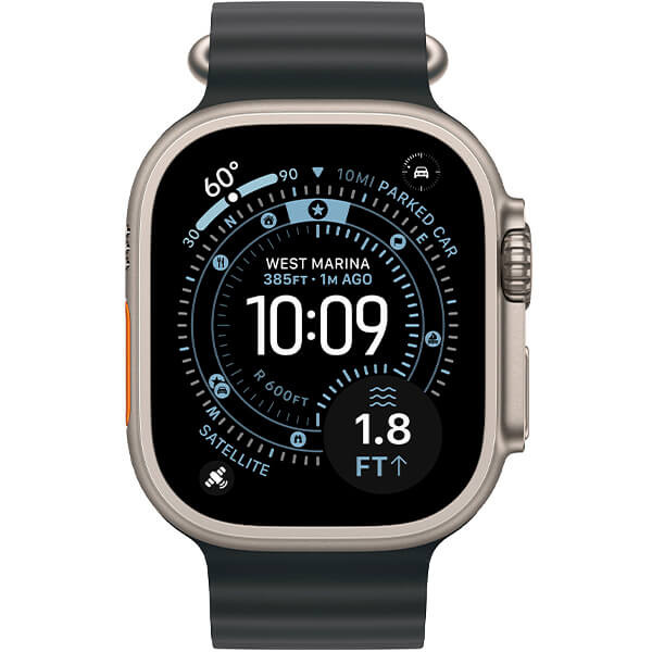 Apple Watch Ultra 3 Natural Titanium Case with Black Ocean Band (MF1V4+MXTL3)