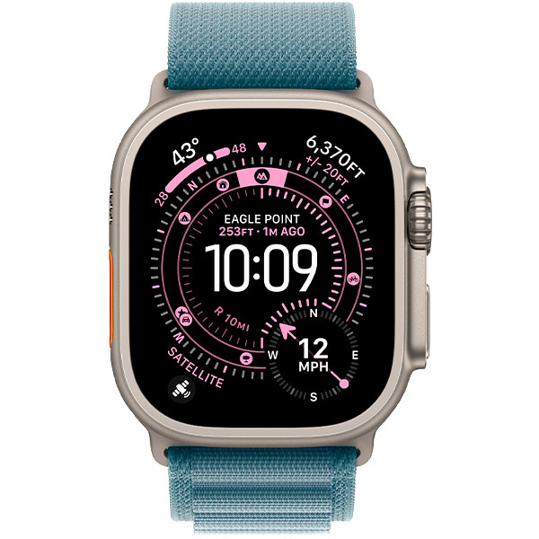 Apple Watch Ultra 3 Natural Titanium Case with Light Blue Alpine Loop Large (MEWP4)