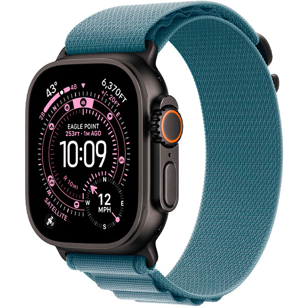 Apple Watch Ultra 3 Black Titanium Case with Light Blue Alpine Loop Medium (MF254/MG9L4)