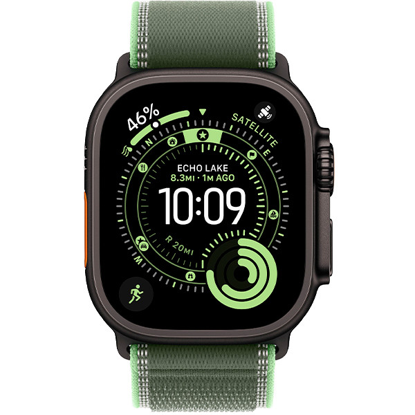 Apple Watch Ultra 3 Black Titanium Case with Green/Neon Trail Loop M/L (MF254+MG9P4)