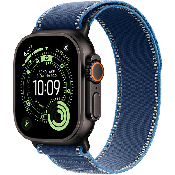 Apple Watch Ultra 3 Black Titanium Case with Blue/Bright Blue Trail Loop M/L (MF254+MG9R4)