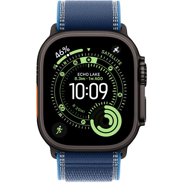 Apple Watch Ultra 3 Black Titanium Case with Blue/Bright Blue Trail Loop S/M (MF254+MG9Q4)