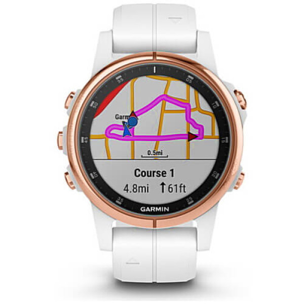 Смарт-часы Garmin Fenix 5S Plus Sapphire Rose Gold-tone with Carrara White Band (010-01987-07) ГАРАНТИЯ 12 мес.