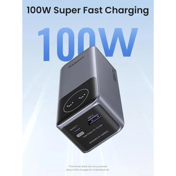 Внешний аккумулятор UGREEN PB724 Nexode 12000mAh 100W Gray (35526)