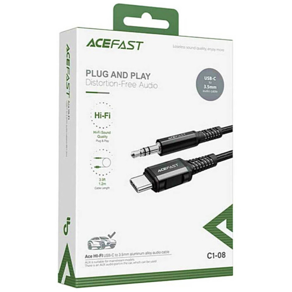 Кабель Acefast AUX Aluminium Alloy USB-C to 3.5mm Black (C1-08)