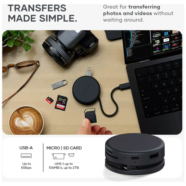 Адаптер Satechi OntheGo 7-in-1 USB-C Multiport Adapter Space Black (ST-POTG7C)
