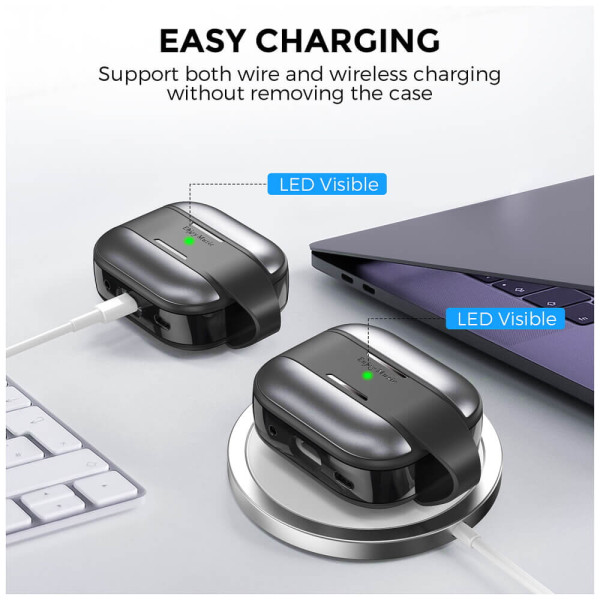 Чехол AhaStyle Premium TPU Case for AirPods Pro 2 with Carabiner Dark Grey (CP-WG75-PRO2-DG)