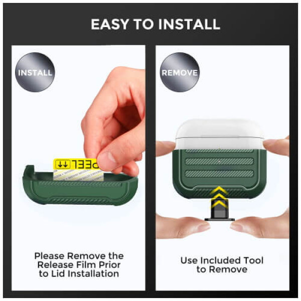 Чехол для наушников AhaStyle Rugged Protective Case for AirPods Pro 2 with strap Midnight Green (X003KE4A7N)