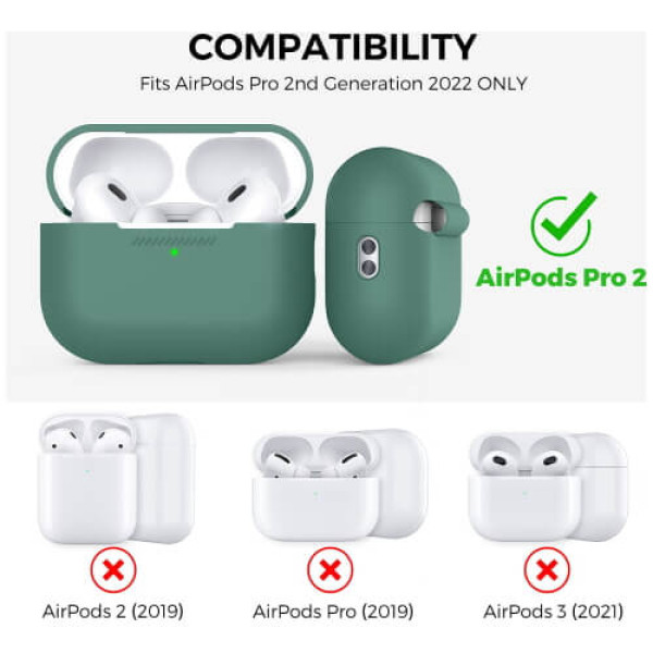 Чехол для наушников AhaStyle Silicone Case for AirPods Pro 2 with strap Midnight Green (X003E46FGX)