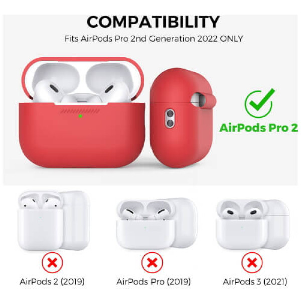 Чехол для наушников AhaStyle Silicone Case for AirPods Pro 2 with strap Red (X003E41MYX/CP-187-2-C-RD)