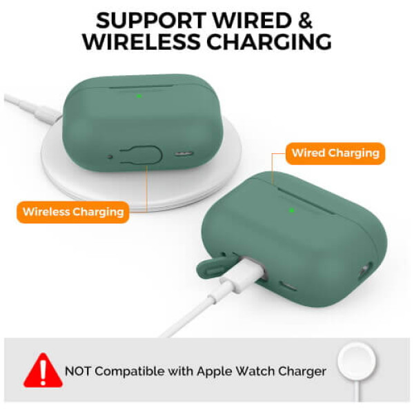 Чехол для наушников AhaStyle Silicone Case for AirPods Pro 2 with strap Midnight Green (X003E46FGX)