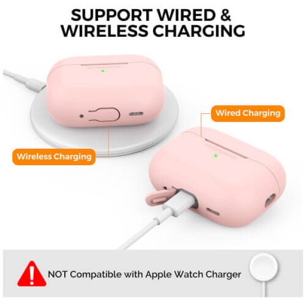 Чехол для наушников AhaStyle Silicone Case for AirPods Pro 2 with strap Pink (X003E43NGX/CP-187-2-C-PK)