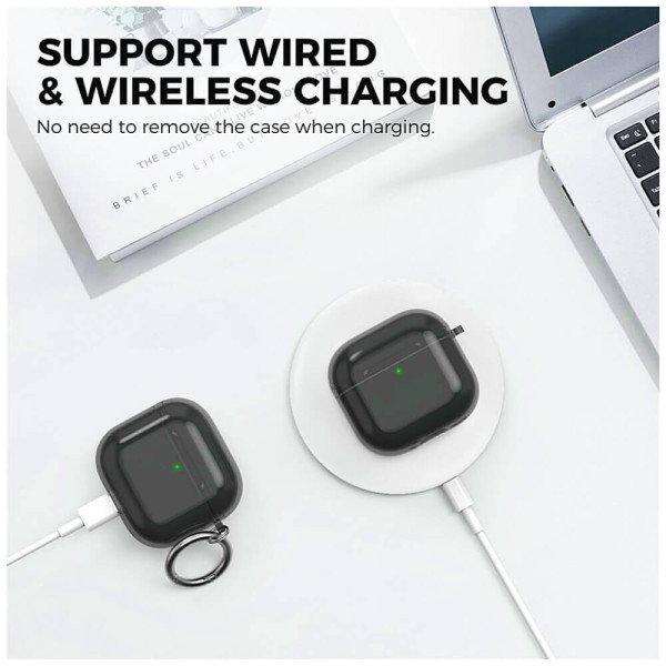 Чехол AhaStyle Transparent TPU Case for Airpods 4 Black with Cleaning Pen Kit (CP-WG164-CBK)