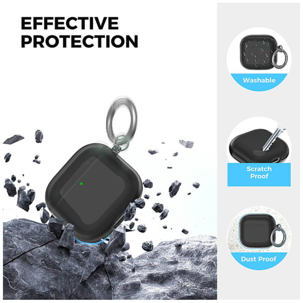 Чехол AhaStyle Transparent TPU Case for Airpods 4 Black with Cleaning Pen Kit (CP-WG164-CBK)