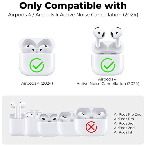 Чехол AhaStyle Transparent TPU Case for Airpods 4 Glitter with Cleaning Pen Kit (CP-WG164-CGR)