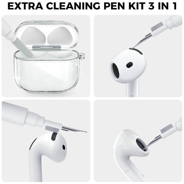 Чехол AhaStyle Transparent TPU Case for Airpods 4 Glitter with Cleaning Pen Kit (CP-WG164-CGR)