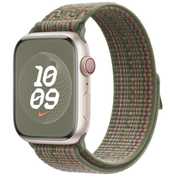 Ремешок Apple Watch 45/49/44/42mm Sequoia/Orange Nike Sport Loop (MTL63)