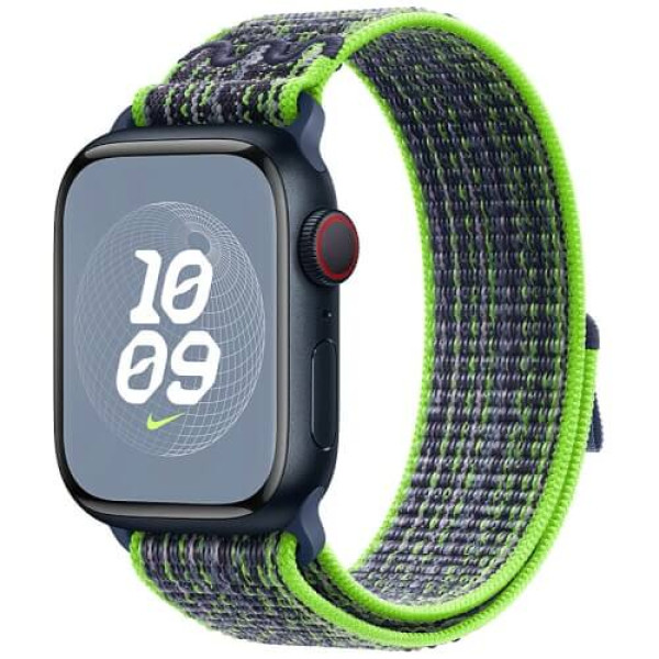 Ремешок Apple Watch 45/49/44/42mm Bright Green/Bluу Nike Sport Loop (MTL43)