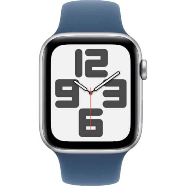 Apple Watch SE 2 2024 GPS 44mm Silver Aluminium Case with Denim Sport Band S/M (MXEQ3)
