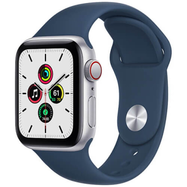 Apple Watch SE 40mm GPS + Cellular Silver Aluminium with Abyss Blue Sport Band (MKQL3)