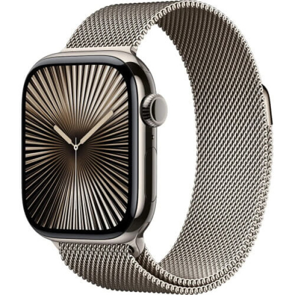 Apple Watch Series 10 46mm Natural Titanium Case with Natural Milanese Loop S/M (MC7Q4)