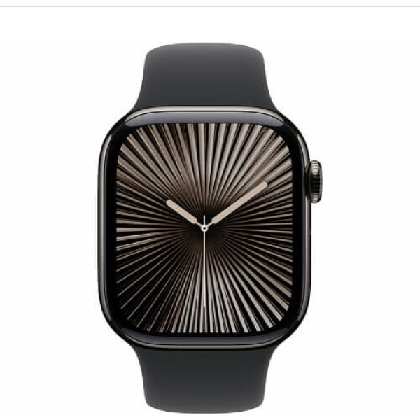 Apple Watch Series 10 42mm Slate Titanium Case with Black Sport Band S/M (MWXG3)
