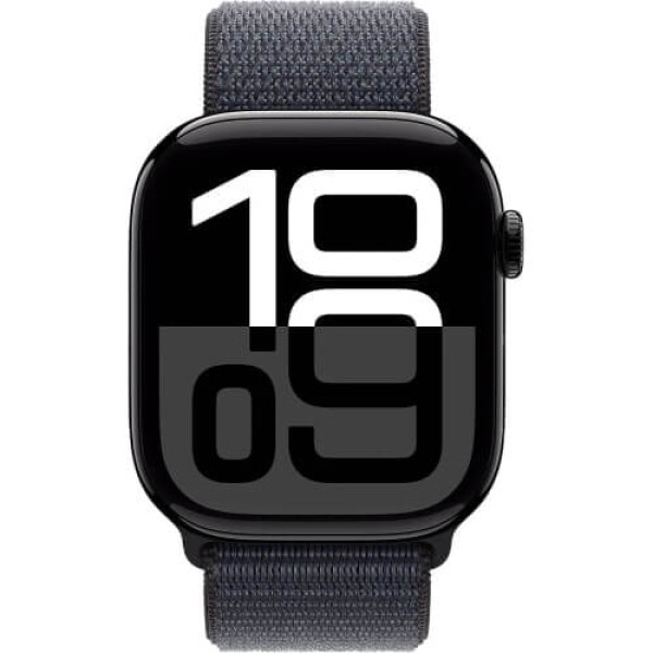 Apple Watch Series 10 GPS + Cellular 46mm Jet Black Aluminium Case with Ink Sport Loop (MWY53)