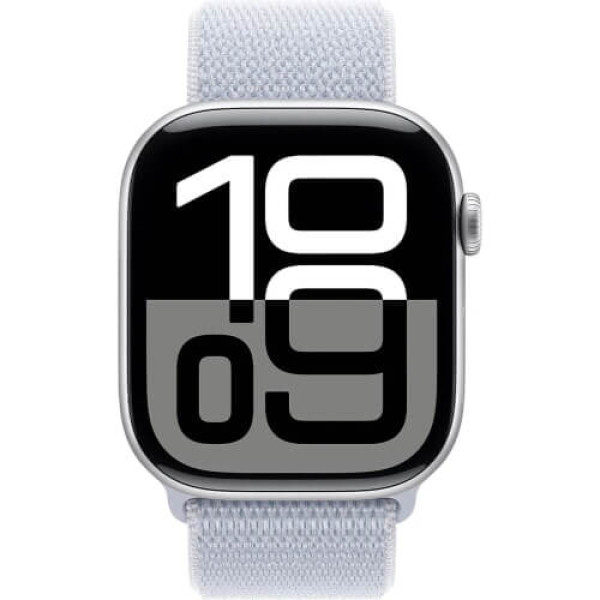 Apple Watch Series 10 GPS + Cellular 46mm Silver Aluminium Case with Blue Cloud Sport Loop (MWY23)