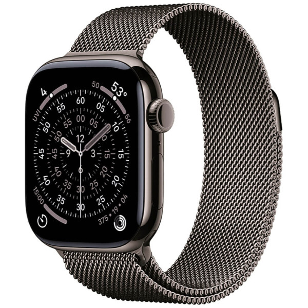 Apple Watch Series 11 46mm Slate Titanium Case with Slate Milanese Loop S/M (MFD34)