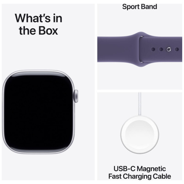 Apple Watch Series 11 42mm Silver Aluminium Case with Purple Fog Sport Band S/M (MEU64)