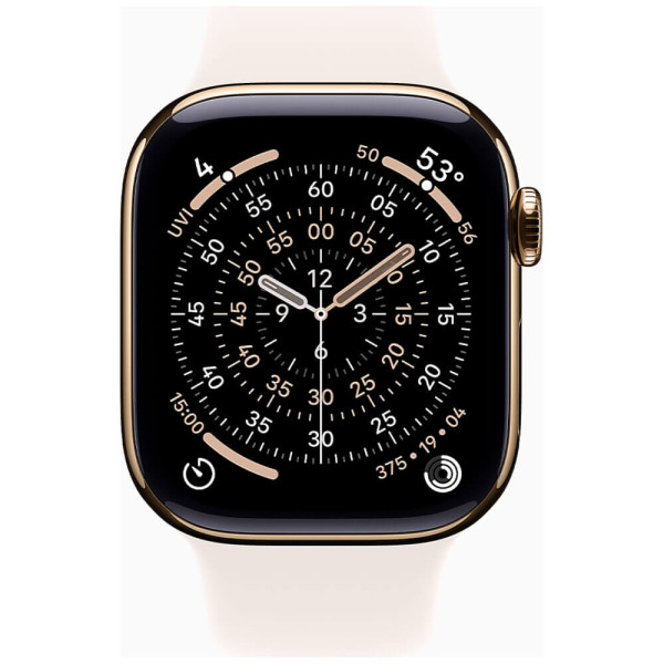 Apple Watch Series 11 42mm Gold Titanium Case with Light Blush Sport Band S/M (MF8W4)