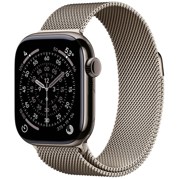 Apple Watch Series 11 42mm Slate Titanium Case with Natural Milanese Loop S/M (MF9K4/MGHY4)