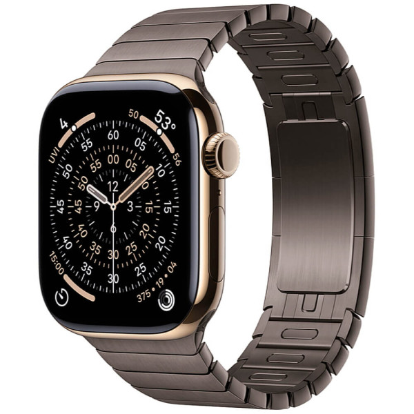 Apple Watch Series 11 42mm Gold Titanium Case with Slate Link Bracelet (MF9M4/MXMD3)