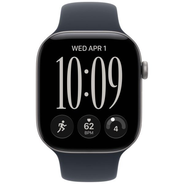 Apple Watch Series 12 46mm Space Gray Aluminum Case with Navy Blue Sport Band M/L (MJEJ4)