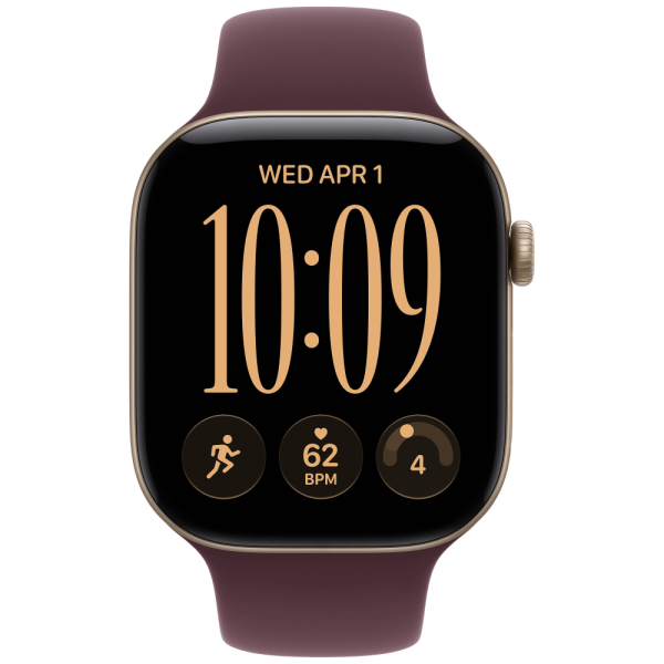 Apple Watch Series 12 42mm Light Gold Aluminium Case with Burgundy Sport Band