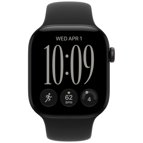 Apple Watch Series 12 46mm Black Aluminum Case with Black Sport Band M/L (MJEL4)