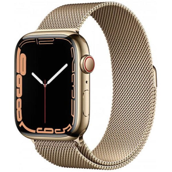 Apple WATCH Series 7 45mm GPS + Cellular Gold Stainless Steel Case with Gold Milanese Loop (MKJG3)