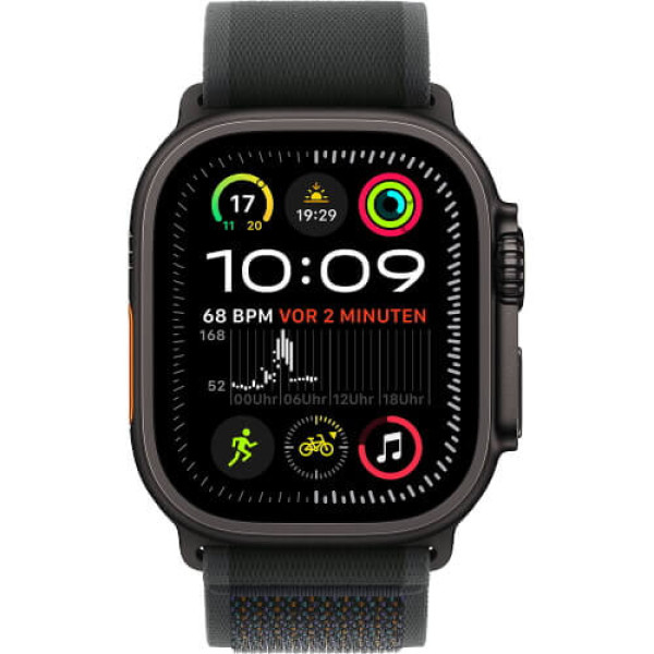 Apple Watch Ultra 2 Black Titanium Case with Black Trail Loop M/L (MX4V3)