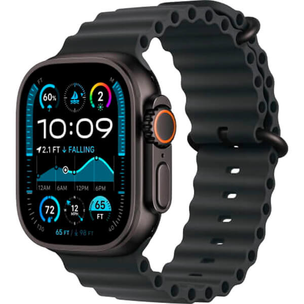 Apple Watch Ultra 2 Black Titanium Case with Black Ocean Band (MX4P3)