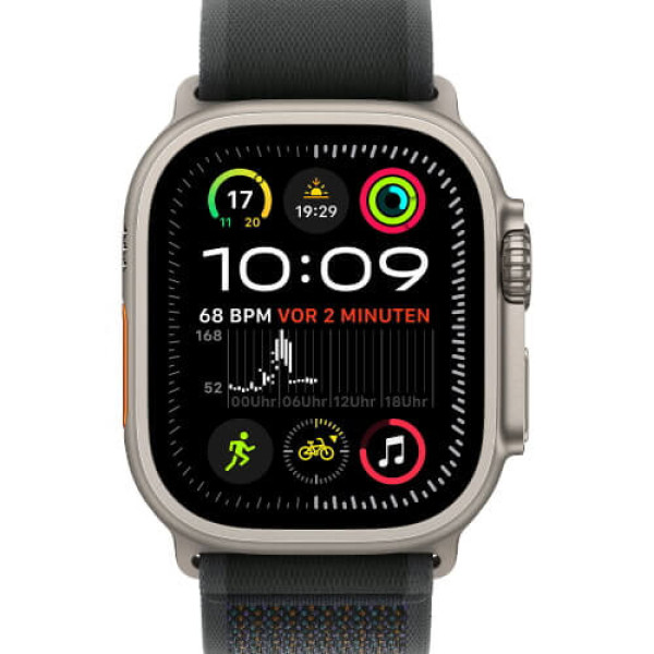 Apple Watch Ultra 2 Natural Titanium Case with Black Trail Loop M/L (MXTR3)