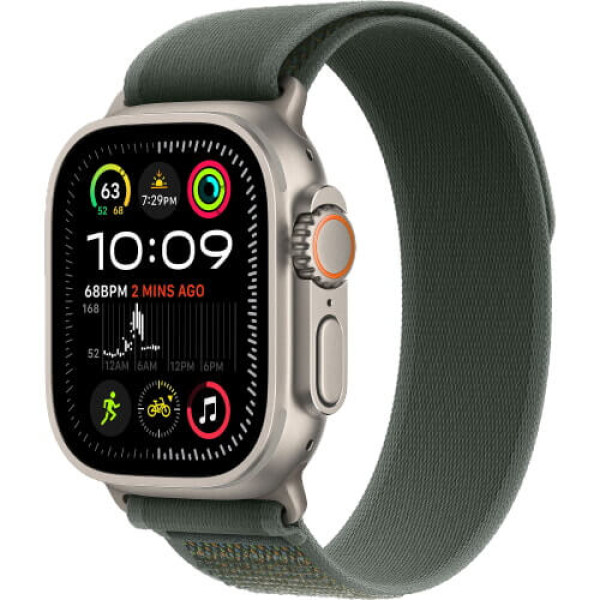 Apple Watch Ultra 2 Natural Titanium Case with Green Trail Loop M/L (MXTP3)