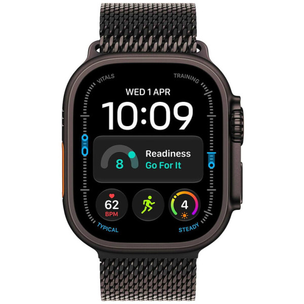 Apple Watch Ultra 4 Black Titanium Case with Black Titanium Milanese Loop Large (MJAX4)