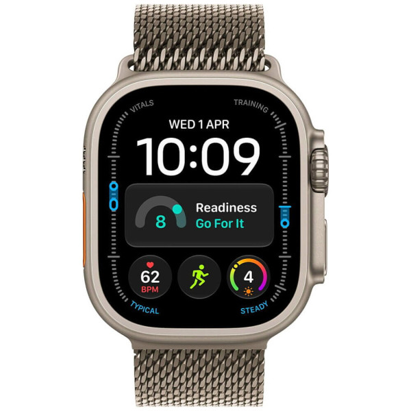 Apple Watch Ultra 4 Natural Titanium Case with Natural Titanium Milanese Loop Medium (MJA94)