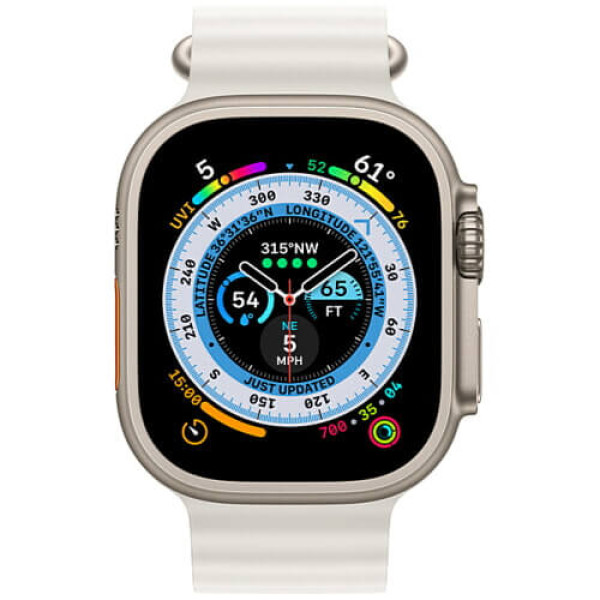 Apple Watch Ultra Titanium Case with White Ocean Band (MNH83/MNHF3) CPO