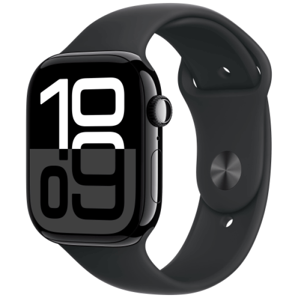 Apple WATCH Series 10 GPS + Cellular 46mm Jet Black Aluminium Case with Black Sport Band M/L (MWY43)