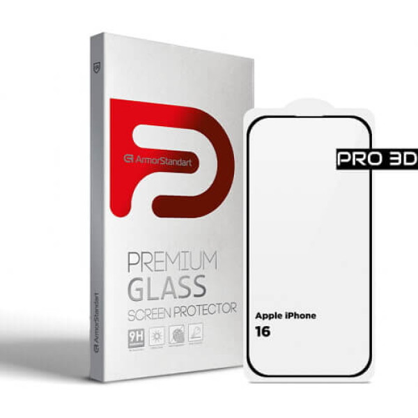 Защитное стекло ArmorStandart Pro 3D for Apple iPhone 16/15/14 Pro Black (ARM78032)