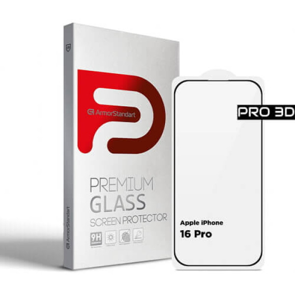 Защитное стекло ArmorStandart Pro 3D for Apple iPhone 16 Pro Black (ARM78031)