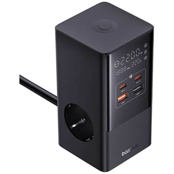 Сетевое зарядное устройство Baseus GaN PowerCombo Tower Digital PowerStrip 35W Black (E00023606113-00)