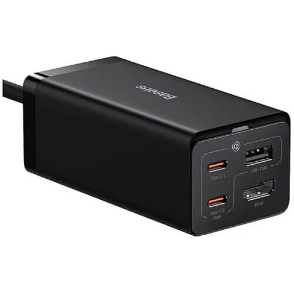 Сетевое зарядное устройство Baseus GaN5 Pro Desktop Fast Charger USB + 2USB-C + HDMI 67W with 1.5m power cord (with Type-C to Type-C cable) (CCGP110201) Black